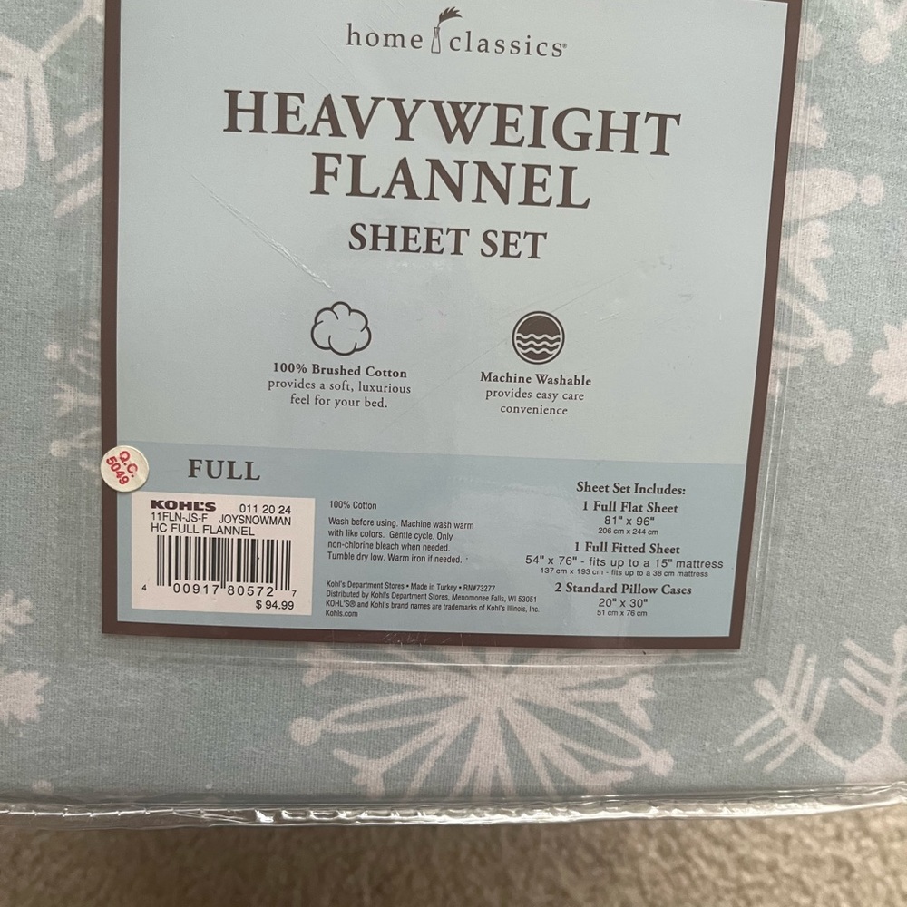 Brand new home classics heavy weight flannel sheet set full size - Picture 2 of 3